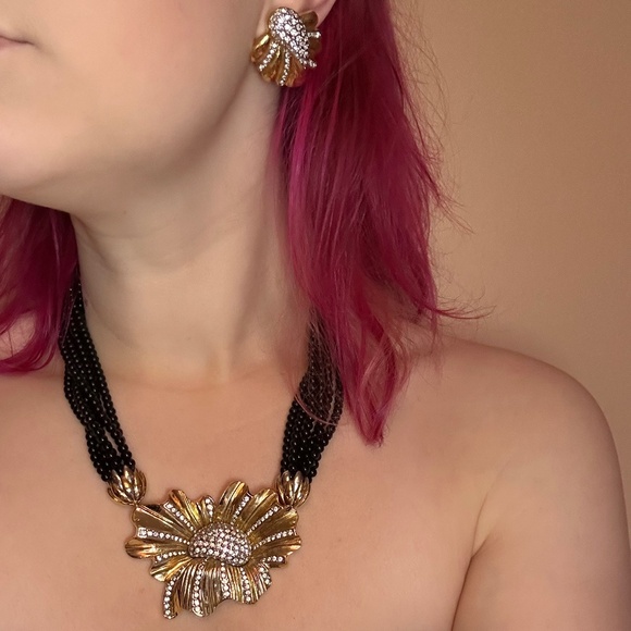 Vintage Butler Floral Necklace and Earring Set - Picture 2 of 7